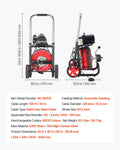 Drain Cleaner Machine 30m Sewer Snake Auger 8 Cutters 50-100mm