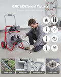 Drain Cleaner Machine 22m Sewer Snake Auger Portable 8 Cutters
