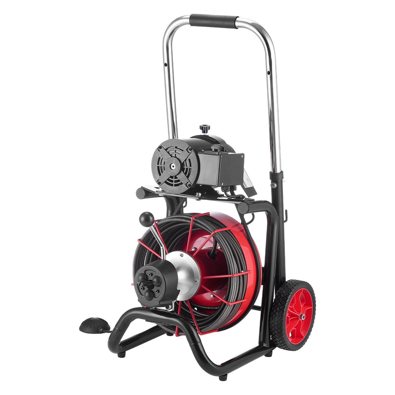 Drain Cleaner Machine 30m Sewer Snake Auger 13mm Auto Feed 8 Cutters