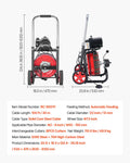 Drain Cleaner Machine 30m Sewer Snake Auger 13mm Auto Feed 8 Cutters