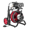 Drain Cleaner Machine 30m x 13mm, Auto Feed Sewer Snake Auger on Wheels - with 8 Cutters & Air-Activated Foot Switch for 50mm to 150mm Pipes