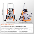 Drain Cleaner Machine 100FT x 3/8 Inch, Auto Feed Sewer Snake Drain Auger on Wheels, Portable Drain Cleaning Machine with 8 Cutters & Air-activated Foot Switch for 2