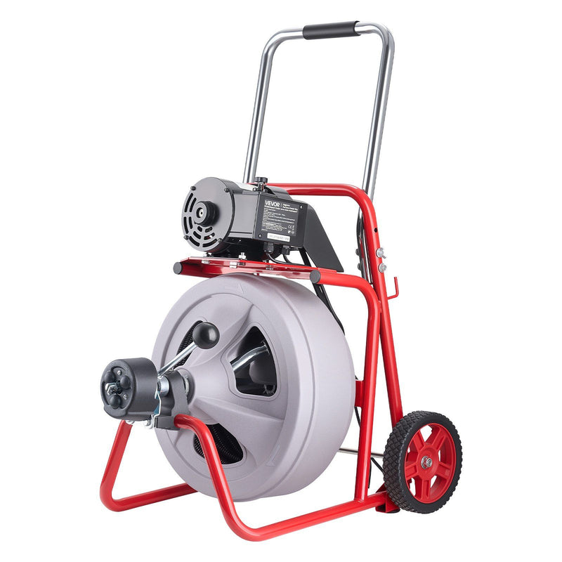 Drain Cleaner Machine 30m x 13mm Sewer Snake Auto Feed 8 Cutters