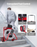 Drain Cleaner Machine 30m x 13mm Sewer Snake Auto Feed 8 Cutters