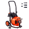 Drain Cleaner Machine 75FT x 1/2Inch, Auto Feed Sewer Snake Auger with 4 Cutter & Air-activated Foot Switch for 2