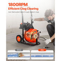 Drain Cleaner Machine 75FT x 1/2Inch, Auto Feed Sewer Snake Auger with 4 Cutter & Air-activated Foot Switch for 2