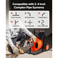 Drain Cleaner Machine 75FT x 1/2Inch, Auto Feed Sewer Snake Auger with 4 Cutter & Air-activated Foot Switch for 2