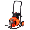 Drain Cleaner Machine 75FT x 1/2Inch, Auto Feed Sewer Snake Auger with 4 Cutter & Air-activated Foot Switch for 2