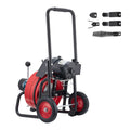 Drain Cleaner Machine 15m x 13mm Sewer Snake Auger Wheels 50-150mm