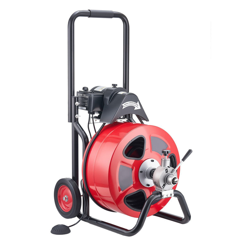 Drain Cleaner Machine 30m x 19mm Sewer Snake Auger Wheel