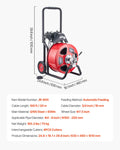 Drain Cleaner Machine 30m x 19mm Sewer Snake Auger Wheel