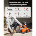 Drain Cleaner Machine Electric Drain Auger 100 FT x 3/8 In Auto Feed
