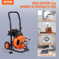 Electric Drain Auger 100ft x 3/8in Auto Feed Cleaner Machine