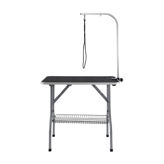 Pet Grooming Table Arm with Clamp, 915 x 610mm Dog Grooming Station, Foldable Pets Grooming Stand for Medium and Small Dogs, Free No Sit Haunch Holder with Grooming Loop, Bearing 149.7kg
