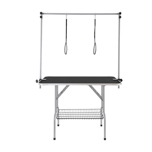 Pet Grooming Table 117cm Foldable Dog Stand Two Arms Clamp