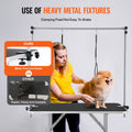Pet Grooming Table 117cm Foldable Dog Stand Two Arms Clamp
