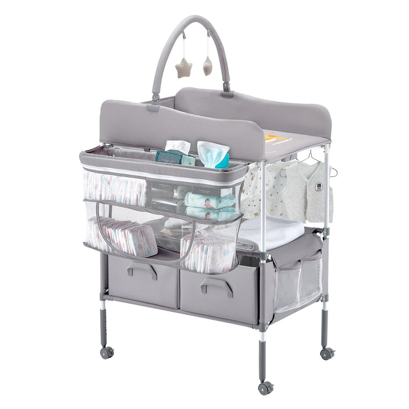 Artiss Baby Changing Table Foldable Portable with Drawers Grey