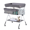Foldable Baby Changing Table Adjustable Height Lockable Wheels Dark Gray