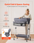 Foldable Baby Changing Table Adjustable Height Lockable Wheels Dark Gray