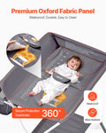 Foldable Baby Changing Table Adjustable Height Lockable Wheels Dark Gray
