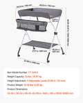 Foldable Baby Changing Table Adjustable Height Lockable Wheels Dark Gray