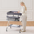 Foldable Baby Changing Table Adjustable Height Lockable Wheels Dark Gray