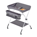 Foldable Baby Changing Table Adjustable Height Lockable Wheels Dark Gray