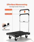 Foldable Push Cart Dolly 150kg Capacity Swivel Wheels 680x495mm