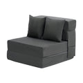 Folding Sofa Bed, 3-in-1 Foldable Couch Bed with 2 Pillows and Washable Cover, 25D High Density Memory Foam Convertible Sleeper Chair Bed, Futon Couch for Living Room, Bedroom, Dark Grey(SINGLE)