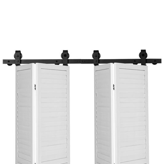 Bi-Folding Sliding Barn Door Hardware Track Kit, 52" Top Mount Track Kit, Slide Smoothly & Quietly, Heavy Duty, Easy to Install, Suitable for Four 12" Closet Pantry Laundry Doors (Not Included)