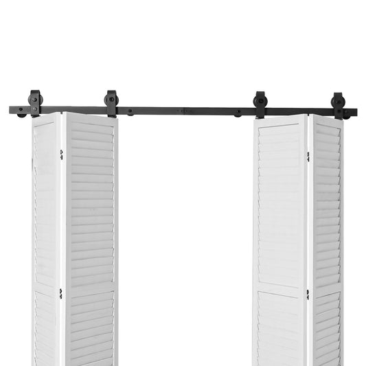 Bi-Folding Sliding Barn Door Hardware Track Kit, 76" Top Mount Track Kit, Slide Smoothly & Quietly, Heavy Duty, Easy to Install, Suitable for Four 18" Closet Pantry Laundry Doors (Not Included)