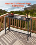 Outdoor Bar Table 120cm Rectangle Waterproof Metal Patio Counter