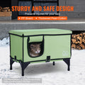 Heated Cat House Cuboid Shelter Adjustable Temperature Timer 900D Green