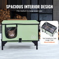 Heated Cat House Cuboid Shelter Adjustable Temperature Timer 900D Green