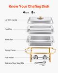 Chafing Dish 8Qt 4 Pack Stainless Steel Buffet Warmer Catering Server