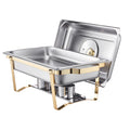 Chafing Dish Buffet Set, 8 Qt 4 Pack, Stainless Steel Chafer with 4 Full Size Pans, Rectangle Catering Warmer Server with Glass Lid Water Pan Folding Stand Fuel Holder, for Wedding Party Banquet