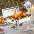 Chafing Dish 2 Pack 8Qt Fullsize Stainless Steel Buffet Pan