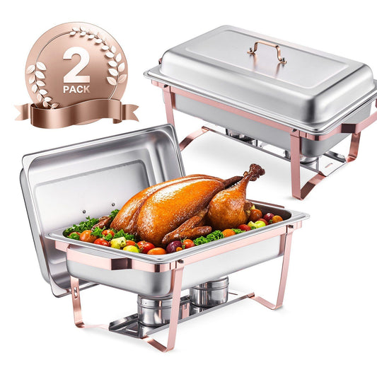 Cefito Chafing Dish 8Qt 2 Pack Stainless Steel Catering Warmer