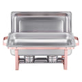 Chafing Dish Buffet Set, 8 Qt 2 Pack, Stainless Steel Chafer with 2 Full Size Pans, Rectangle Catering Warmer Server with Lid Water Pan Stand Fuel Holder, for Wedding Party Banquet, Rose Gold