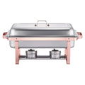 Chafing Dish Buffet Set, 8 Qt 2 Pack, Stainless Steel Chafer with 2 Full Size Pans, Rectangle Catering Warmer Server with Lid Water Pan Stand Fuel Holder, for Wedding Party Banquet, Rose Gold