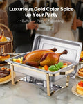 Chafing Dish Set 8Qt 4 Pack Stainless Steel Full & Half Size Pans