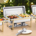 Chafing Dish Set 8Qt 4 Pack Stainless Steel Full & Half Size Pans