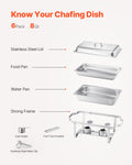 8Qt Chafing Dish Buffet Set 6 Pack Full Size Stainless Steel