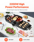 Smokeless Hot Pot Grill 2300W 2-in-1 Electric BBQ Removable Pot