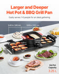Smokeless Hot Pot Grill 2300W 2-in-1 Electric BBQ Removable Pot