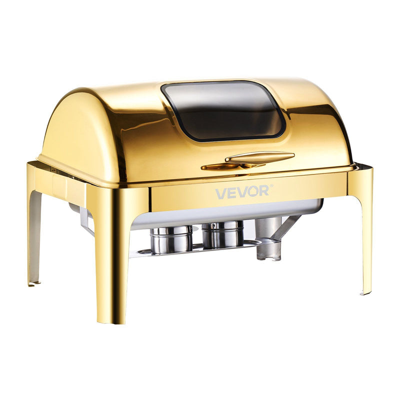 Roll Top Chafing Dish 9Qt Stainless Steel Buffet Catering Warmer