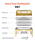 Roll Top Chafing Dish 9Qt Stainless Steel Buffet Catering Warmer
