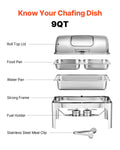 Roll Top Chafer 9Qt Stainless Steel Catering Buffet Warmer Server