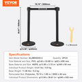 Crowd Control Stanchion 2-Pack 6.5FT Black Retractable Belt Queue