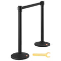Crowd Control Stanchion 2-Pack 6.5FT Black Retractable Belt Queue